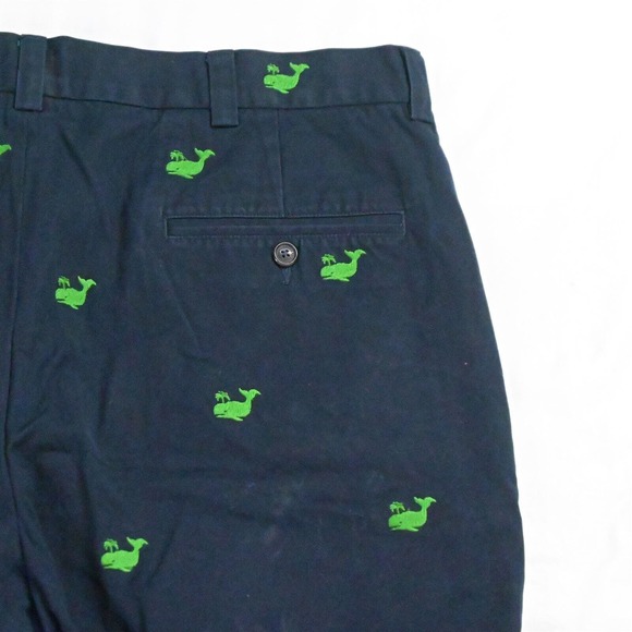 Brooks Brothers 35 x 8" Navy Blue All Over Whale Flat Front‎ Chino Shorts - Picture 5 of 7